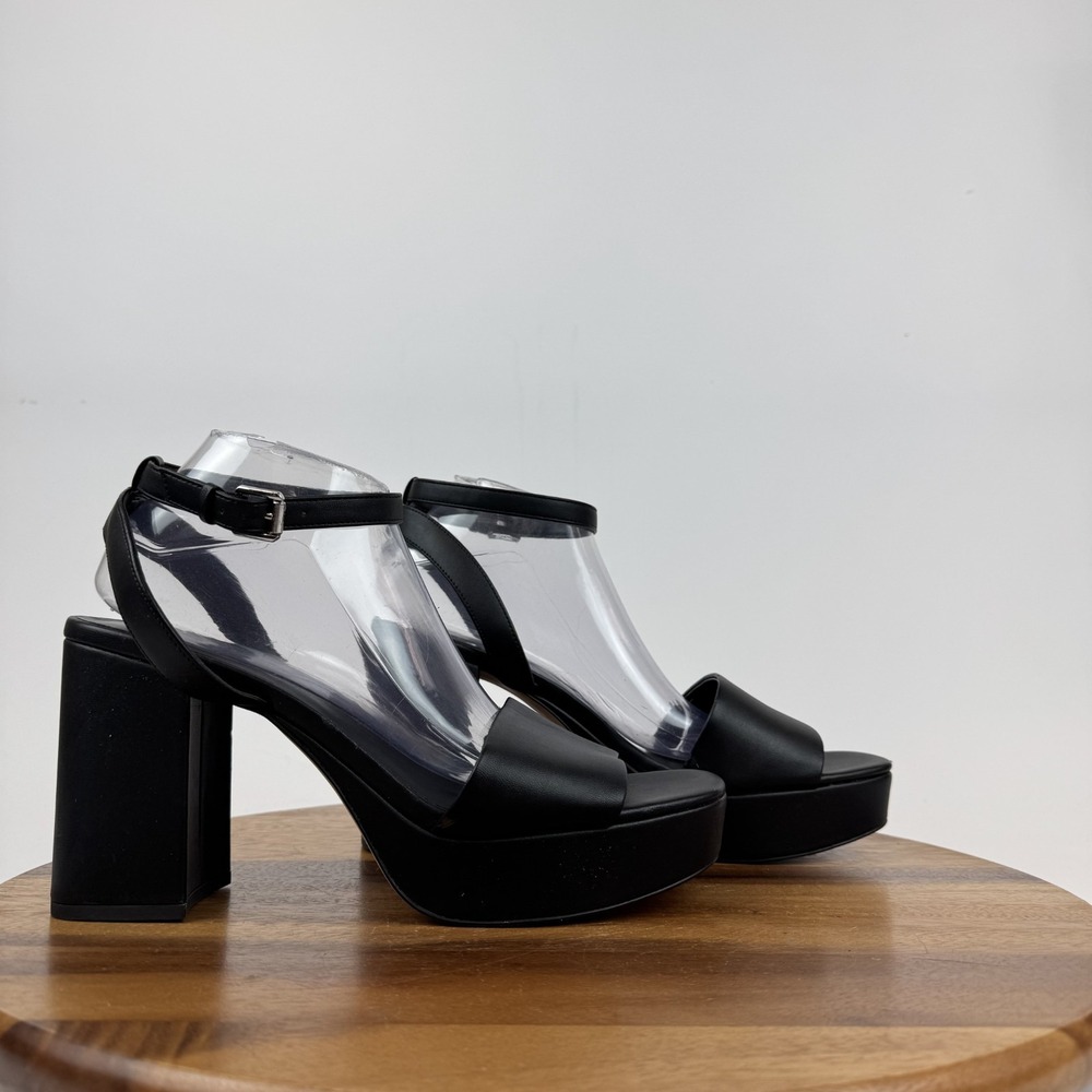 New‎ NWOB Womens Nordstrom Rack Ansel Black Platform Heeled Sandals Size 11 M